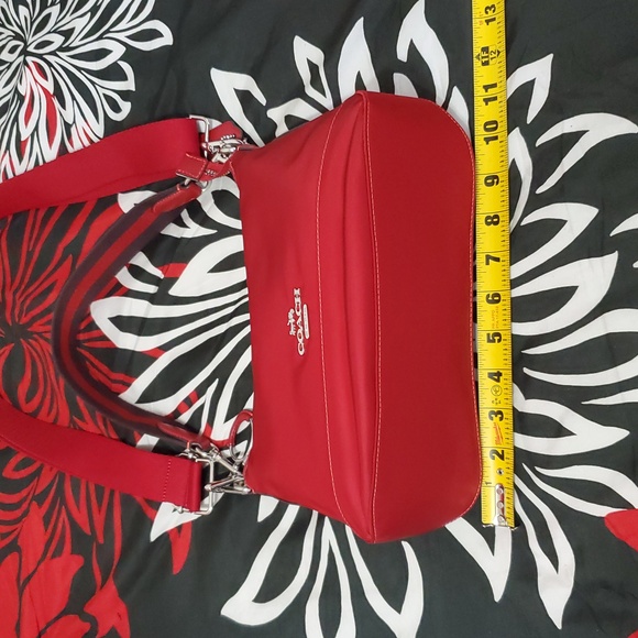 Coach Ellis Red Nylon & Leather Shoulder Crossbody Bag with Silver Hardware - Picture 5 of 8